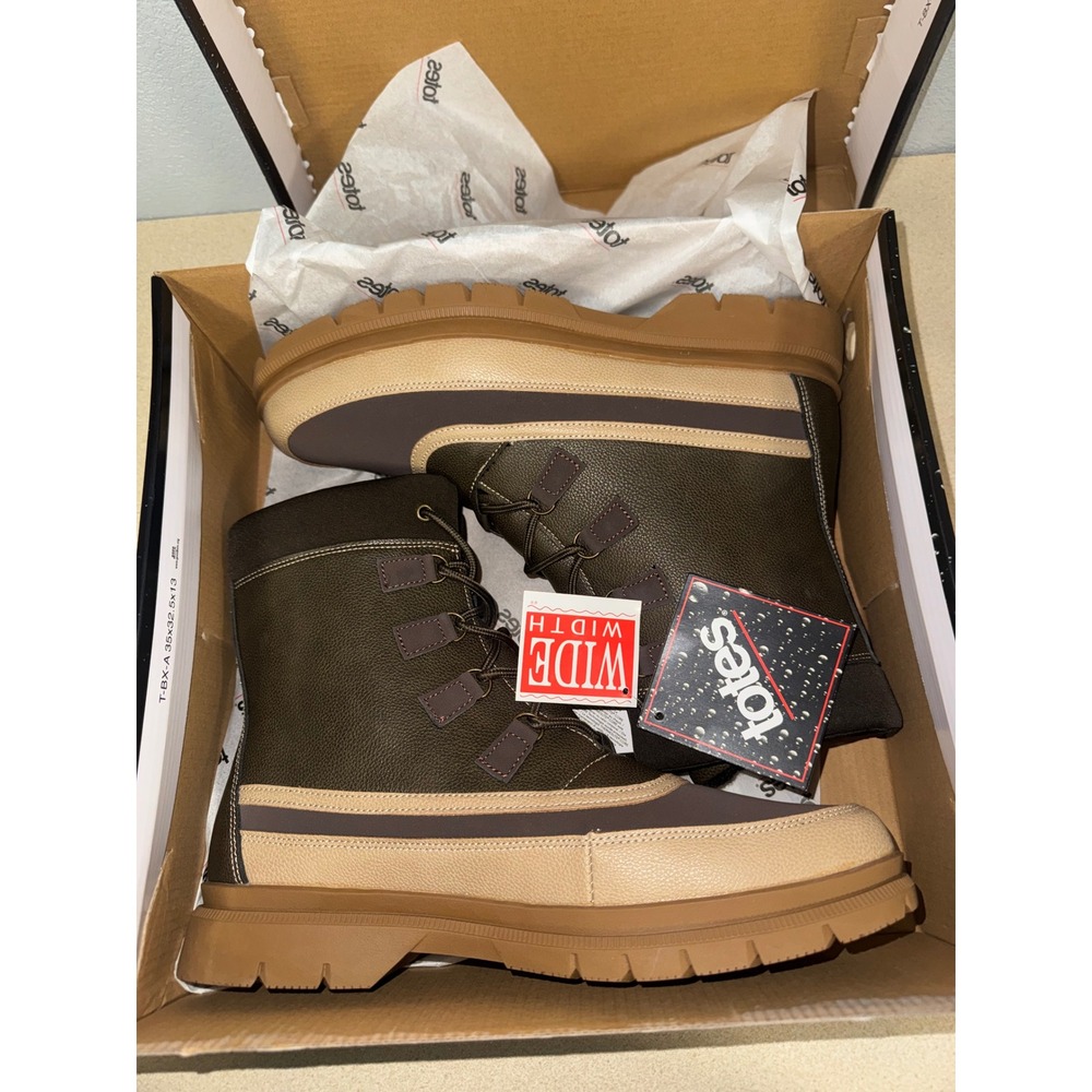 Totes Moraine Mens Olive Green Winter Snow Boots Wide Width Size 11W NIB - Picture 2 of 5